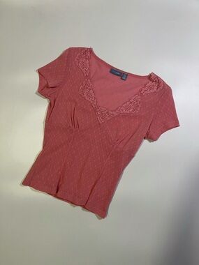 y2k pink lace coquette style tee
